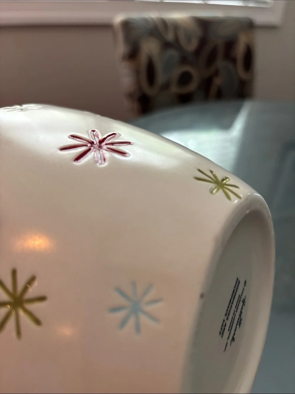 Hallmark snowflake White Ceramic Bowl- dishwasher microwave safe